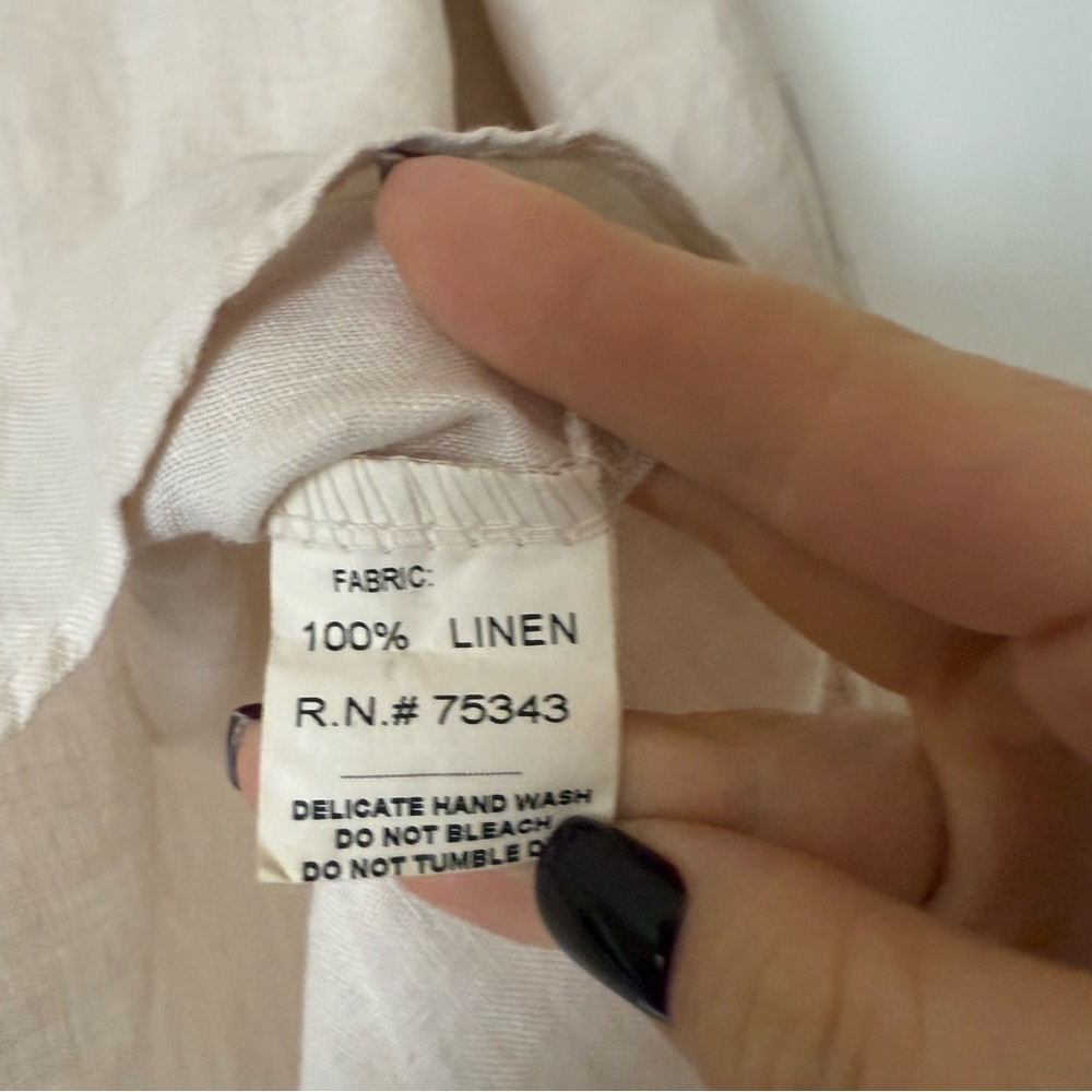 Light Beige Linen Blend Women's Blouse - Relaxed Fit - Picture 7 of 11